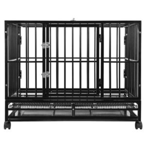 SmithBuilt Heavy Duty Dog Cage, Double Door, Large, 42″L