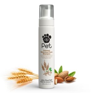 John Paul Products Oatmeal Waterless Foam Shampoo Grooming for Dogs and Cats, Soothe Sensitive Skin Formula with Aloe for Itchy Dryness for Pets, pH Balanced, Vegan, Cruelty Free, Paraben Free