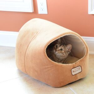 Armarkat Covered Pet Cat Bed, Brown