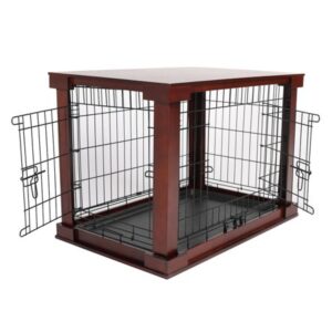 Merry Products End Table Dog Crate, Mahogany, Large, 42L x 28W x 30H in.