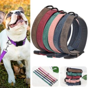 Goory Soft Padded Pet Dog Collars Wide Leather Dog Collar Large Perro For Medium Large Dogs Pitbull German Shepherd Bulldog