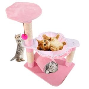 UBesGoo 28″ Pet Club Cat Tree Condo House Scratcher Furniture with Hammock Toy
