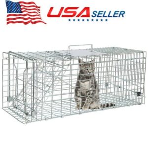 JahyShow Humane Small Live Animal Trap Extra Large Rodent Cage 24″X8″X 7.5″ Garden Rabbit Raccoon Skunk Cat