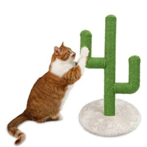 22″ Cat Cactus Scratching Post with Ball Cat Scratcher with Durable Handmade Jute Cat Tree