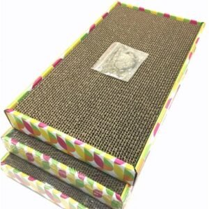 Irispets cat scratcher cardboard, cat wide scratching pad, cat scratcher toys, Catnip Included, 3 pack scratcher cardboard