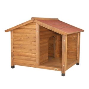 TRIXIE natura Lodge Dog House with Porch Hinged Roof Adjustable Legs Brown Small-Medium