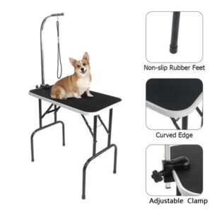 Zimtown Adjustable 32″ Foldable Pet Dog Cat Grooming Table with Adjustable Arm/Noose