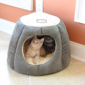 Armarkat, Medium, Cave Cat Bed, Laurel Green & Beige, 20-in