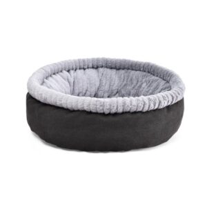 Cat Craft Large Grey Deluxe Super Soft Cat Bed (18″ Round Deluxe Bolster Bed)