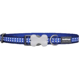 Red Dingo Reflective Bones Dark Blue Dog Collar, Extra-Small