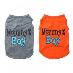 2-Pack Mommy’s Boy Dog Shirt Male Puppy Clothes for Small Dog Boy Chihuahua Yorkies Bulldog Pet Cat Outfits Tshirt Apparel (Small, Gray+Orange)