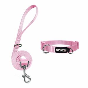 azuza Dog Collar and Leash Set Nylon Collar Leash for Small Medium and Large Dogs