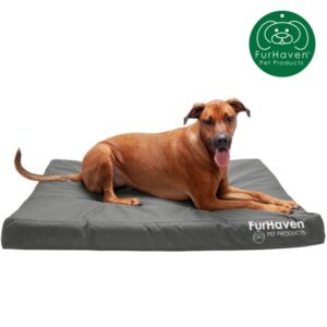 FurHaven Pet Products Deluxe Orthopedic Oxford Indoor/Outdoor Water-Resistant Bed for Dogs & Cats, Stone Gray, Jumbo