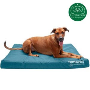 FurHaven Pet Products Deluxe Orthopedic Oxford Indoor/Outdoor Water-Resistant Bed for Dogs & Cats, Deep Lagoon, Jumbo