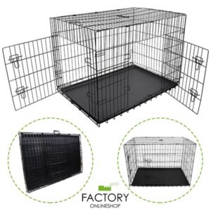 Geniqua [24″][30″][36″][42″][48″] Folding Portable Dog Crate Pet Cage Kennel Pen 2-Doors