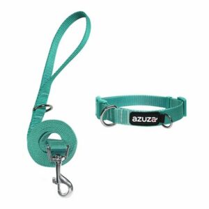 azuza Dog Collar and Leash Set Nylon Collar Leash for Small Medium and Large Dogs