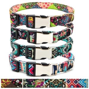 SAYFUT Dog Collar Adjustable Heavy Duty Nylon Collars for Dogs Small Medium Large Tribal Design