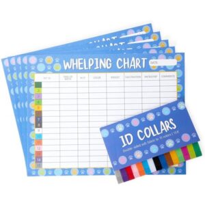 15 Pack Small Puppy ID Whelping Collars with 5 Record Keeping Charts for Newborn Identification