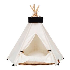 Dog House Animals Pet Teepee Bed Foldable Portable Comfortable Dog Tent with Thick Cushion and Small Black Board