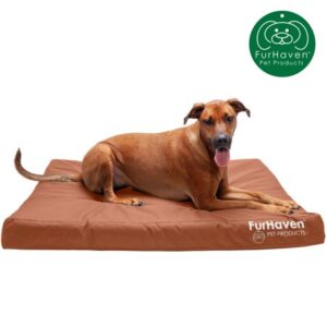 FurHaven Pet Products Deluxe Orthopedic Oxford Indoor/Outdoor Water-Resistant Bed for Dogs & Cats, Chestnut, Jumbo