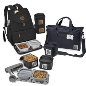 Bundle: Day Away Tote Bag TM, Dine Away Set, and Weekender Backpack, Black