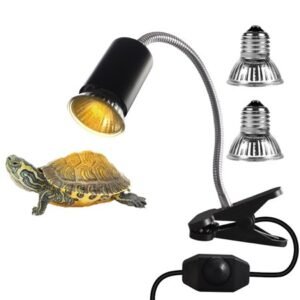 UVA UVB Tortoise Heat Lamp 25W+50W Clamp-on Reptile Heat Bulb Black