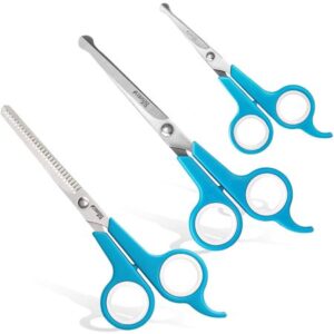 BOSHEL Dog Grooming Scissors Set – 3 Dog Shears With Safe Rounded Tips