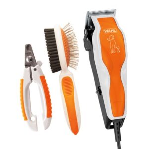 Wahl Pet Groom Pro Dog Clipper Kit with Nail Trimming, Brushing and Deshedding Orange, White & Black 9308-100