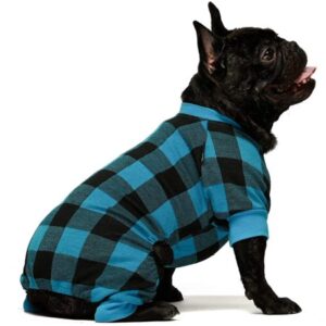 Fitwarm 100% Cotton Buffalo Plaid Dog Clothes Puppy Pajamas Pet Apparel Cat Onesies Jammies Doggie Jumpsuits Small