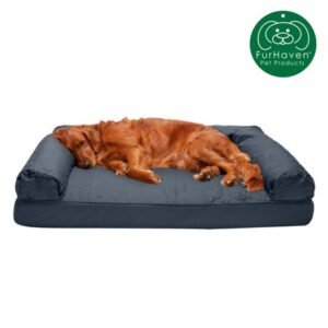 FurHaven Pet Products, Orthopedic Quilted Sofa-Style Couch Pet Bed for Dogs & Cats, Iron Gray, Jumbo