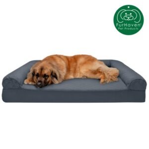 FurHaven Pet Products, Memory Foam Quilted Couch Sofa-Style Pet Bed for Dogs & Cats, Iron Gray, Jumbo