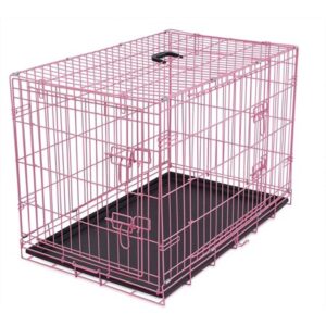 Internet’s Best Double Door Steel Dog Kennel – Medium 36″ – Pink