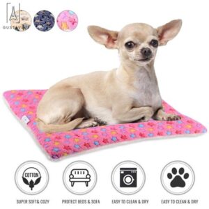 GustaveDesign Large Dog Pet Sleep Mat Soft Warm Reversible Fleece Crate Bed Mat Kennel Pad Cage Cushion for Large Small Medium Dog Cat “Pink, S”