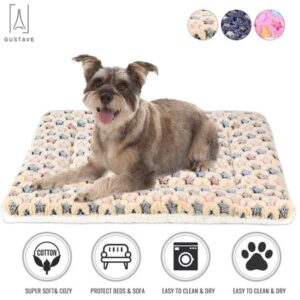 GustaveDesign Large Dog Pet Sleep Mat Soft Warm Reversible Fleece Crate Bed Mat Kennel Pad Cage Cushion for Large Small Medium Dog Cat “Yellow, S”