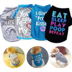 Pack of 4 Pet Dog Shirts, Cute Dog Clothes for Small Dog (XS)