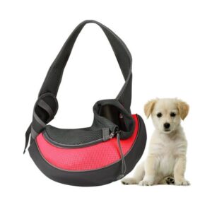 GPCT Pet Puppy Carrier Sling Hands-Free Shoulder Travel Bag. Dog Cat Outdoor Reversible Pouch Mesh Shoulder Carry Bag Tote Handbag Carrier- (Red, Small)