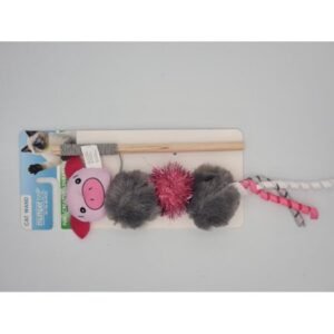 Multipet Wand Cat Toy Pig with Ribbon