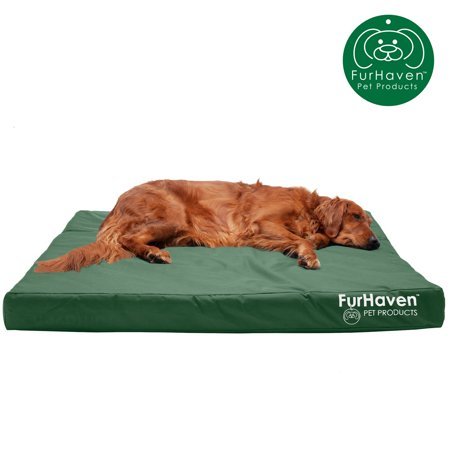 FurHaven Pet Products Deluxe Cooling Gel Memory Foam Orthopedic Oxford Indoor/Outdoor Water-Resistant Bed for Dogs & Cats, Forest, Jumbo