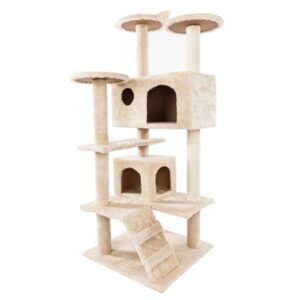 Winado 52 in. Cat Tree Tower Scratcher Condo Beige
