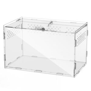 Number-one Reptile Breeding Box,Transparent Jumping Spider Enclosure Acrylic Terrarium with Sliding Lock,Tarantula Enclosure Portable Spider Cage Micro Habitat for Insect Spider Crickets Snails Hermit