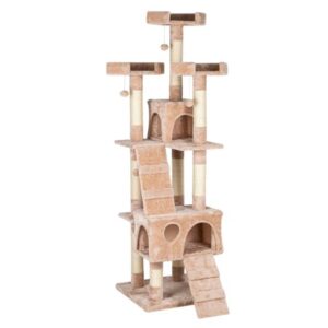 SamyoHome 66 in. Multi-Level Cat Tree Scratcher Tower Pet Kitty House, Beige