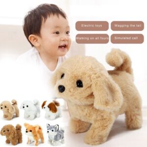 Walbest Kids Cute Puppy Plush Walking Barking Waging Tail Retriever Puppy Electronic Interactive Pet Dog Toy, Battery Operated Toy Animal Great Gift