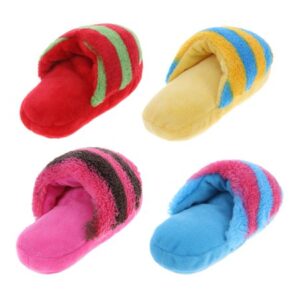 YFMHA Striped Plush Slipper Shaped Squeaky Pet Toy Puppy Dog Sound Chew Toy(3)