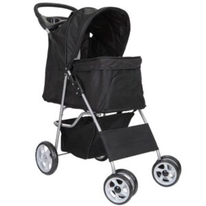 ZENSTYLE Foldable Dog Stroller Pet Travel Carriage Detachable Carrier Cart – Black