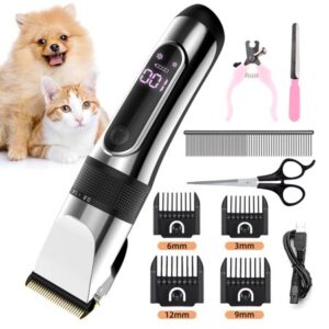 Dog Clipper Pet Dog Shaver Dog Grooming Kit Rechargeable Low Noise Cordless Dog Cat Rabbit Clippers Hair Trimmer Cutter Kit