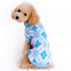 Stibadium Dog Sweater Dog Knit Sweater Plaid Dog Christmas Sweater Pet Sweatshirt with Harness Hole Winter Warm Dog Apparel Coat for Small Medium Dogs