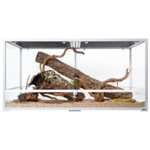 OiiBO 120 Gallon Reptile Large Terrarium Upgrade Glass Front Opening Tank Sliding Door with Screen Ventilation 48″ x 24″ x 24″(Knock-Down)