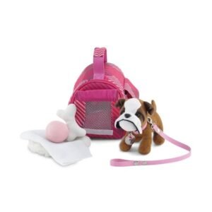 Emily Rose 18 Inch Doll Accessories | Doll Pet for 18″ Dolls – 7 Piece Bulldog Puppy Dog with Pet Carrier 18″ Doll Accessories Set | Accessories for 18 Inch American Girl Dolls