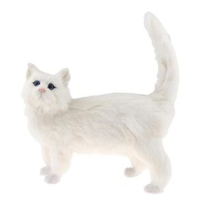 Standing Stuffed Cat Kitten Plush Animals Pet Toy Ornaments Kids Birthday Gifts – White, 32 x 18 x 13cm