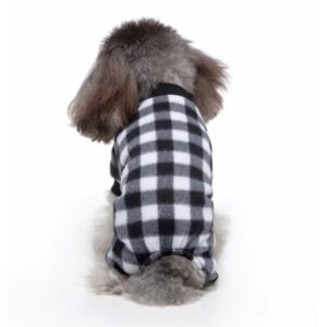 Deepwonder Pet Pajamas for Dogs Red Plaid Sweaters Soft Clothes Puppy Apparel for Small Medium Dogs